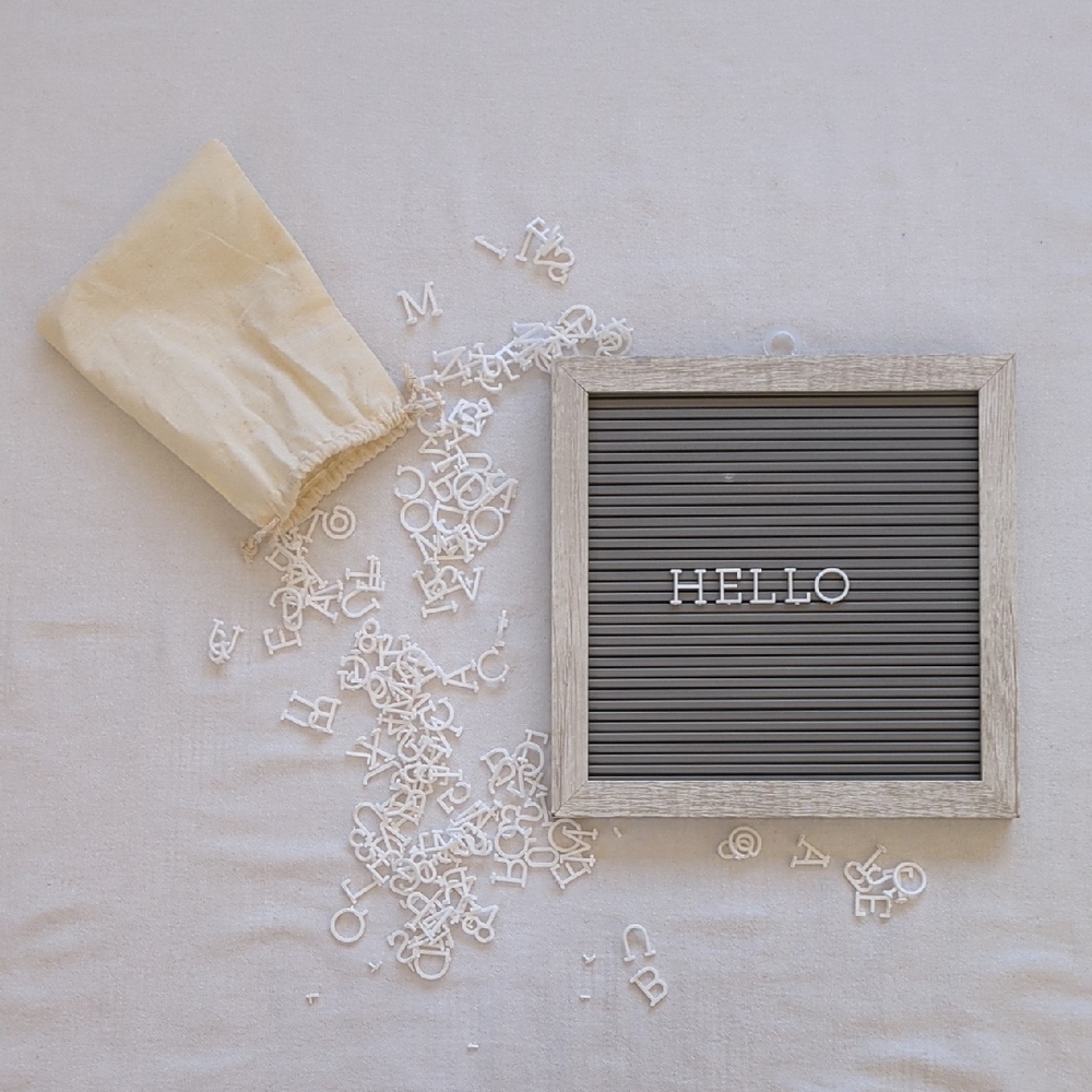 Chic Gray and White Letter Board with Pouch - Picture 7 of 7